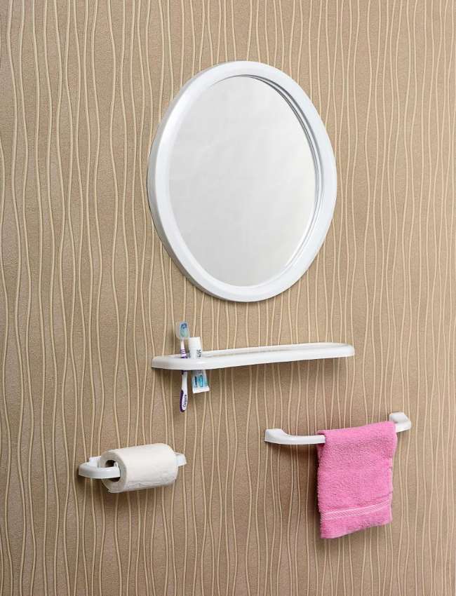 Çelik Ayna Oval Banyo Aynası Set