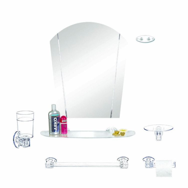 Çelik Ayna Gül Akrilik Banyo Aynası Set