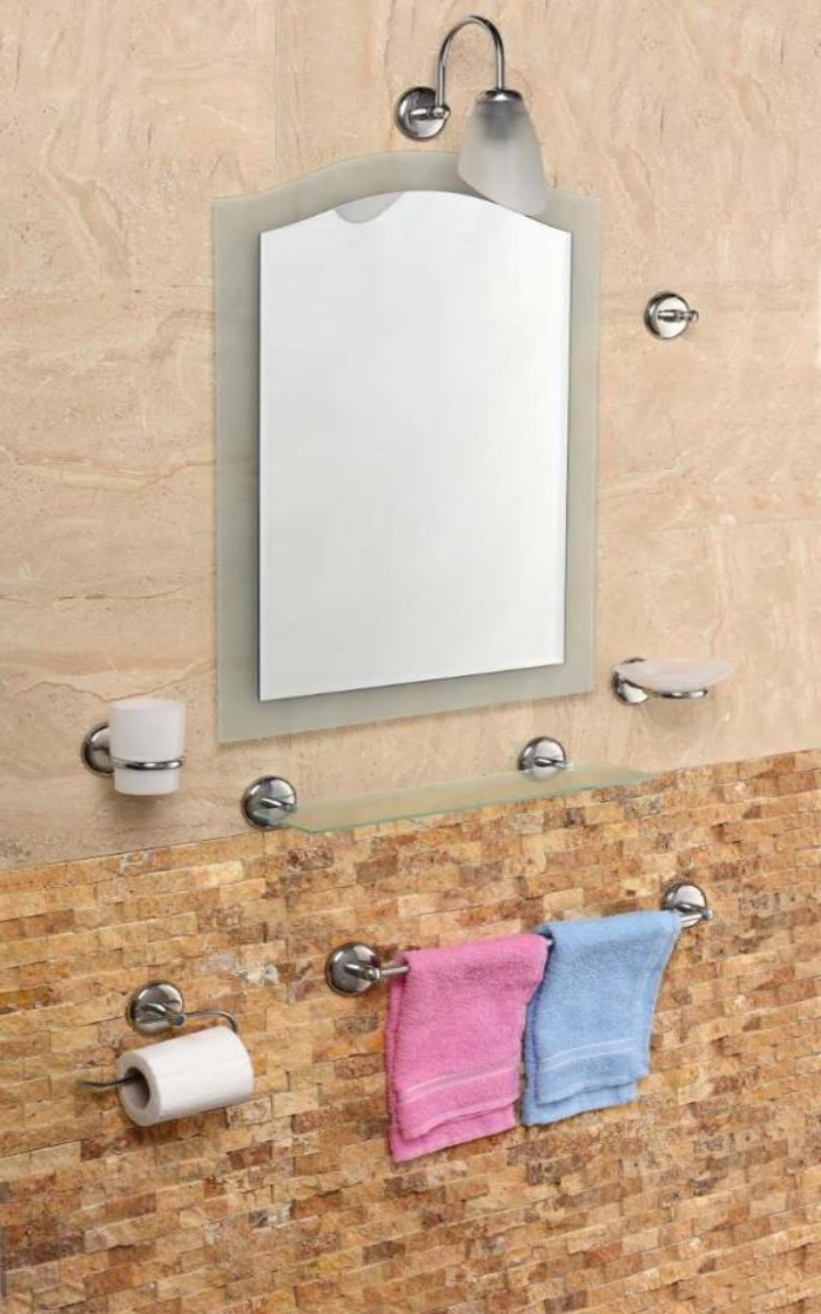 Çelik Ayna Papatya Çift Cam Banyo Aynası Set