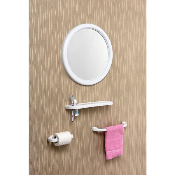Çelik Ayna Mega Yuvarlak Banyo Aynası Set