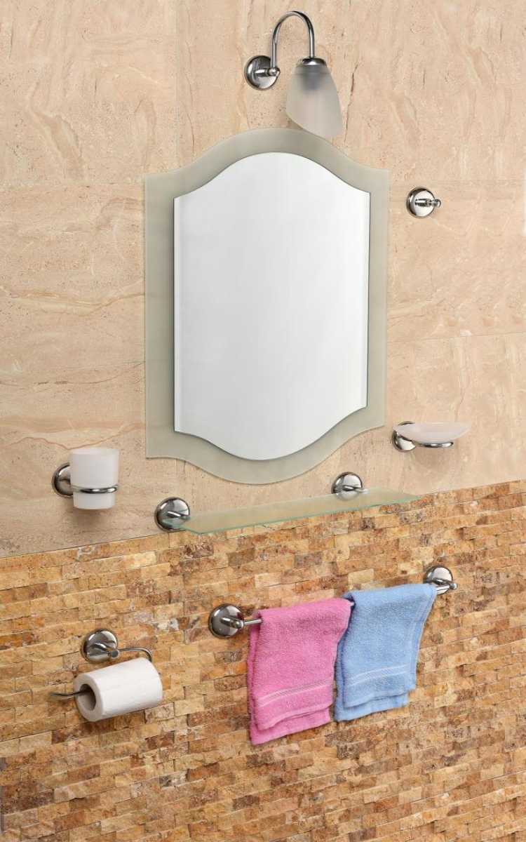 Çelik Ayna Lale Çift Cam Banyo Aynası Set