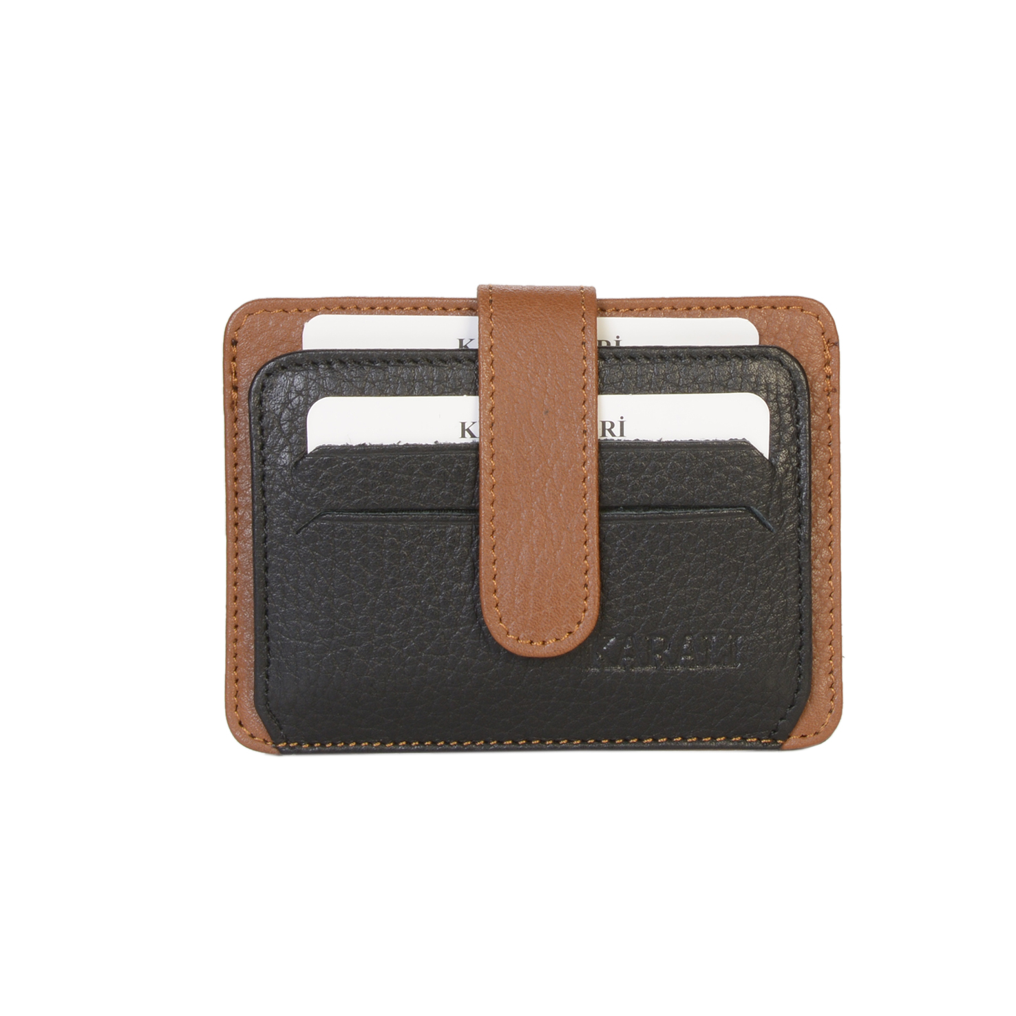 KARALI Oval Deri Siyah Taba Kartlık Cüzdan