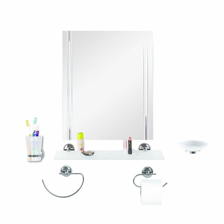 Çelik Ayna Eko Zambak Krom Banyo Aynası Set