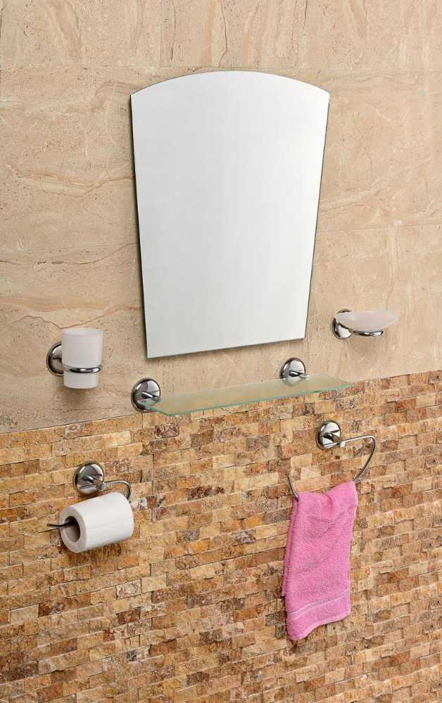 Çelik Ayna Eko Gül Krom Banyo Aynası Set