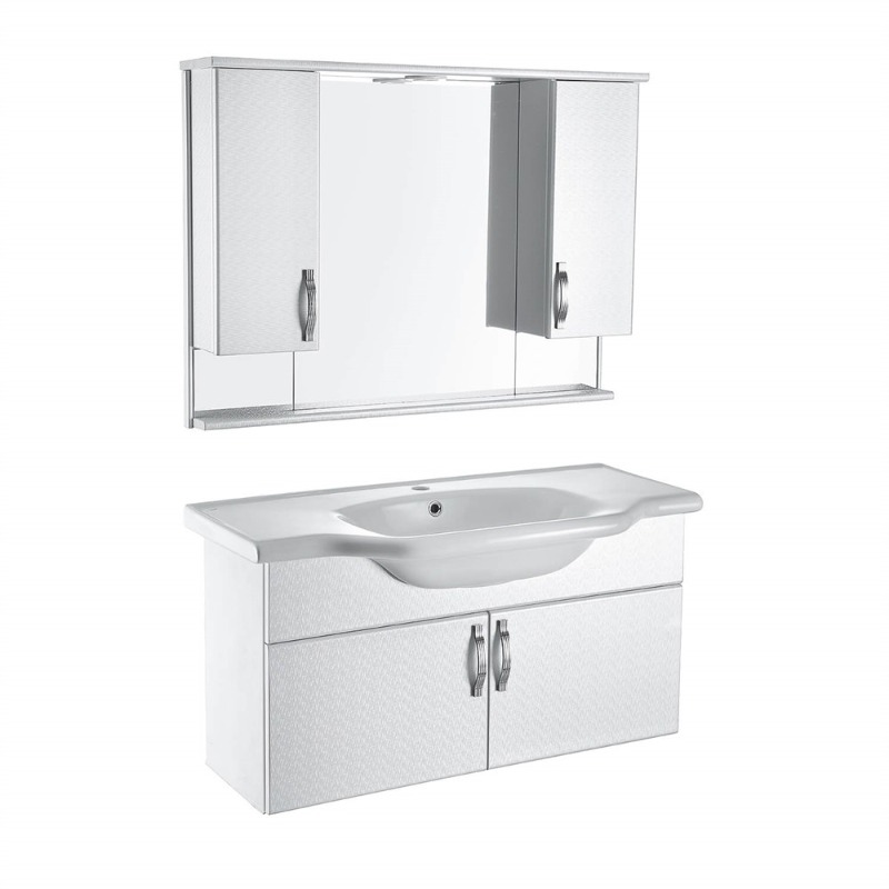 Çelik Ayna Lavabolu Banyo Dolabı Set PVC 100 cm