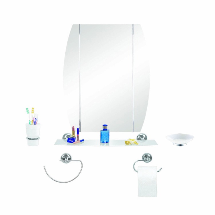 Çelik Ayna Eko Yasemin Krom Banyo Aynası Set