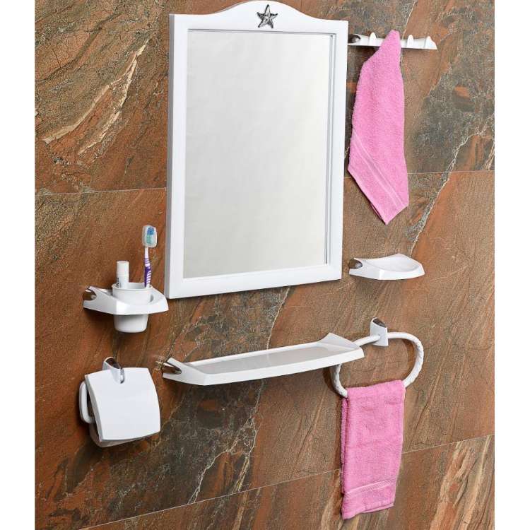 Çelik Ayna Taç Banyo Aynası Set